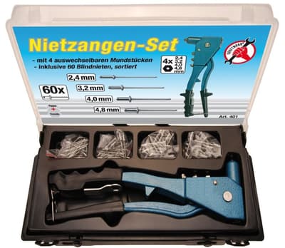 Nittång med 60 nitar och 4 munstycken | 2,4 / 3,2 / 4,0 / 4,8 mm