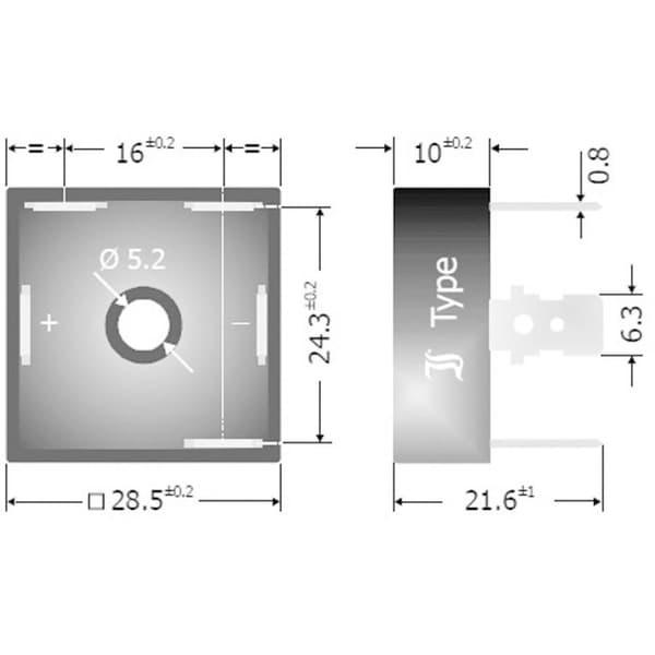 Diotec DB35-04 Brygglikriktare D-63 400 V 35 A Trefas