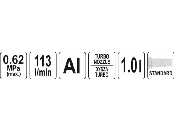 Yato YT-23641, Dusj-hode, Yato, Aluminium, 1000 ml, 530 g, 1 stykker