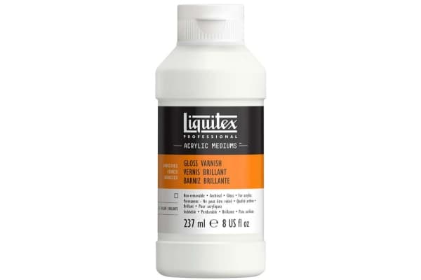 Liquitex 94376931372, Gloss, Transparent, Acrylic varnish, Plastic bottle, As this is permanent, do a patch test first. Before varnishing ensure pain
