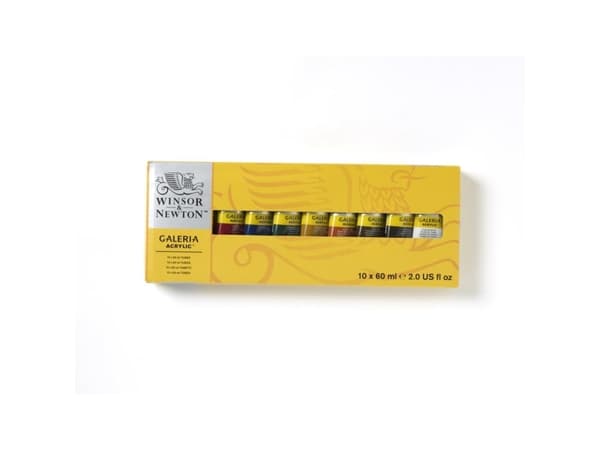 Winsor & Newton Galeria, 60 ml, Musta, Sininen, Karmiininpunainen, Vihreä, Punainen, Valkoinen, Keltainen, Tuubi