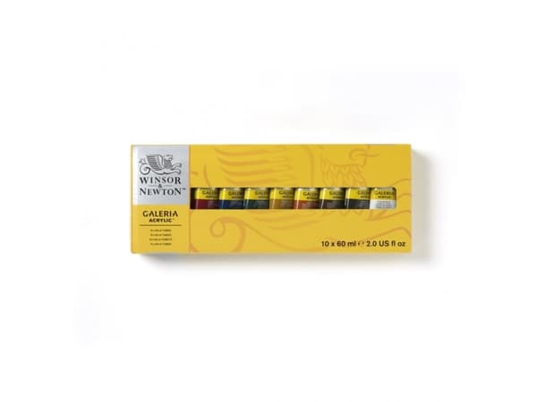 Winsor & Newton Galeria, 60 ml, Svart, Blå, Karmosinröd, Grön, Röd, Vit, Gul, Rör