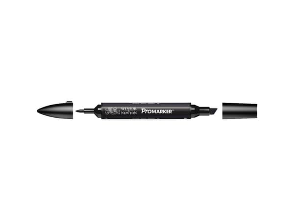Winsor & Newton 0203030, Musta, Musta, Black, Ohut/medium, Leveä/terävä kärki, Pyöreä