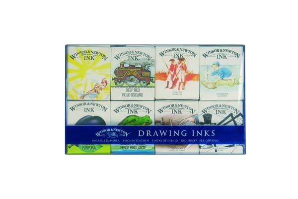 Winsor & Newton 5012572402491, Musta, Sininen, Ruskea, Vihreä, Purppura, Punainen, Oranssinpunainen, Keltainen, 14 ml, 8 kpl, Valikoidut värit