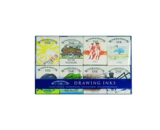 Winsor & Newton 5012572402491, Musta, Sininen, Ruskea, Vihreä, Purppura, Punainen, Oranssinpunainen, Keltainen, 14 ml, 8 kpl, Valikoidut värit