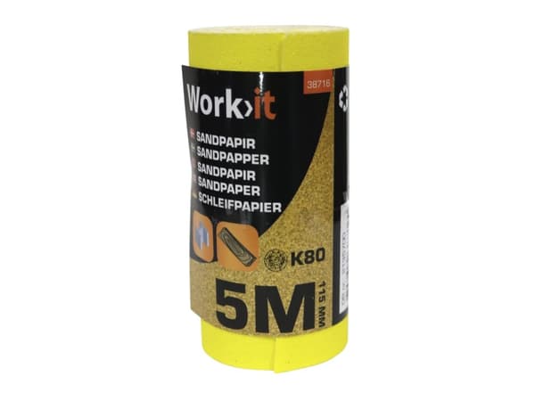 Work>it® K80 Sandpapir 11,5×500 cm 1 rulle