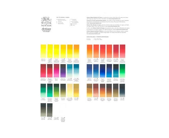 Artisan Water Mixable Oil colour chart, print