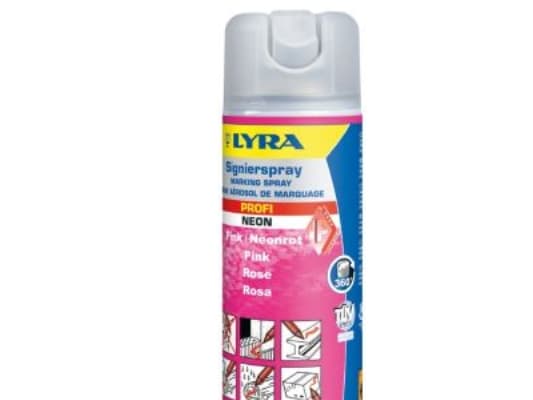 Lyra markeringsspray pink - 500 ml. (4180) - UN 1950 Aerosoler, brandfarlige 2.1.