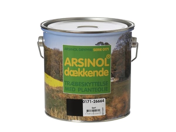 Arsinol Coating Black 2,5L. Pinnoite, tixotrooppinen puunsuoja-aine, joka sisältää pellavaöljyä ja lisättyjä väripigmenttejä, joilla on korkea valonk
