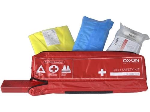 Førstehjælpssæt comfort - 3 IN 1 safety kit inkl. advarselstrekant & gul sikk. vest