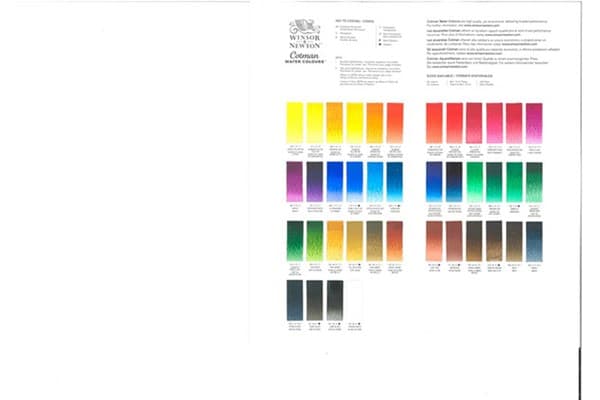 SmartMax Cotman Water Colour, colour chart, print