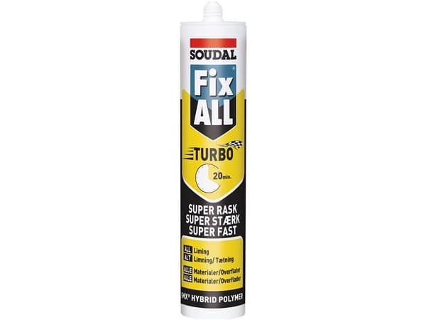 SOUDAL Fix ALL Turbo. Super snabbt härdande flexibelt lim, svart 290 ml patron