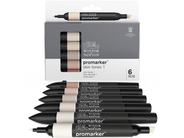 Winsor & Newton 884955070390, 6 styck, Korall, Elfenben, Persika, Diverse, Svart, Ivory, Satin, Almond, Putty , Coral, Soft Pea, Rund