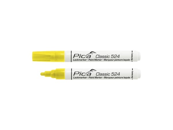 Pica mærkepen gul - Classic Industry paint marker m/rund spids 2-4 mm