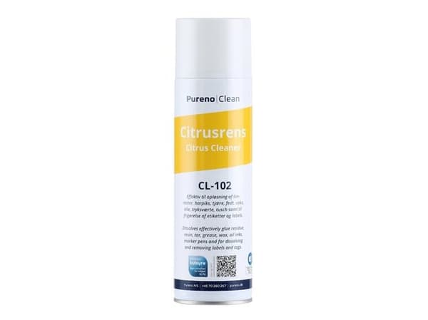 Citrusrens 500ml spray. Opløser effektivt limrester, harpiks, tjære, fedt, voks, olie, tryksværte, tusch m.m.