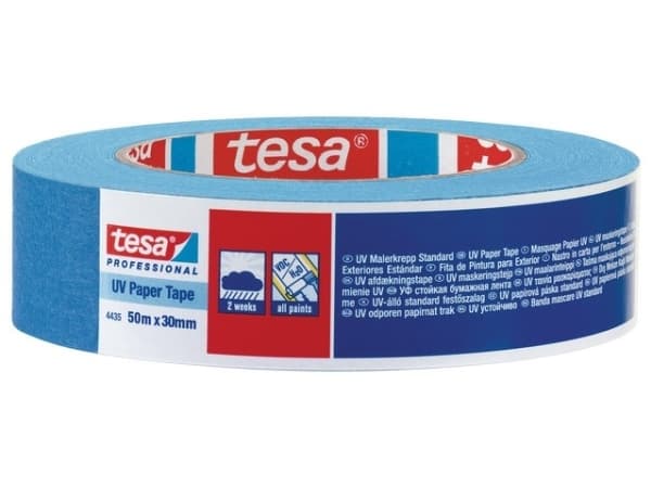 TESA 4435, Maalarin teippi, Paperi, Sininen, Kumipohjainen, 12%, 380 N/mm2