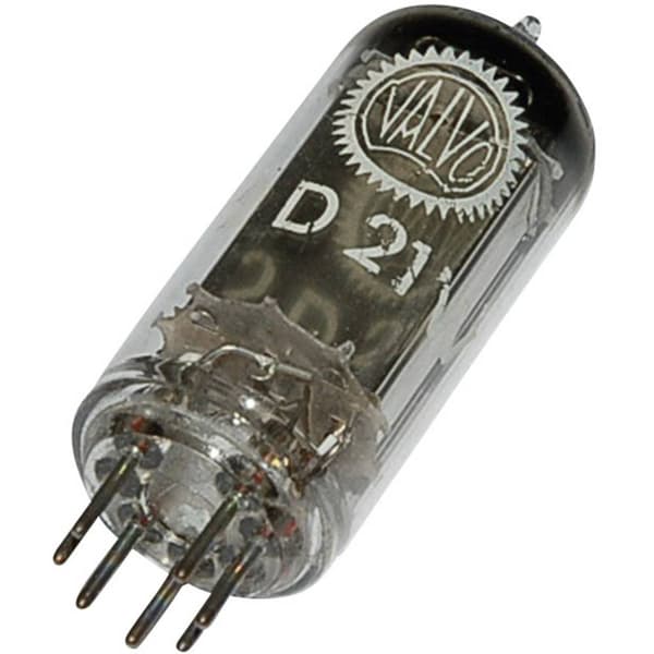 VALVO PL 21 = 2 D 21 Elektronrör Tyratron 650 V 500 mA Antal poler: 7 Sockel: B7G Innehåll 1 st