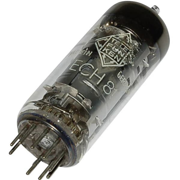 BTB Vertrieb ECH 81 = 6 AJ 8 = 6I1P Elektronrör Triod-heptod 100 V, 160 V 13.5 mA, 11 mA Antal poler: 9 Sockel: Noval I