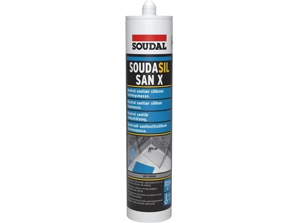 Soudasil SANX sanitetssilikone fugemasse 300ml patron, transparent grå