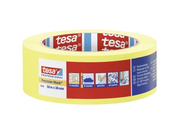 TESA 4334, 38 mm x 50 m, 50 m, 38 mm, Gul