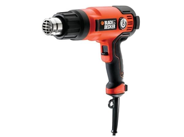 Black & Decker KX2200K-QS, Varmluftspistol, Pistolhåndtak, Sort, Oransje, 720 l/min, 645 °C, 360 l/min