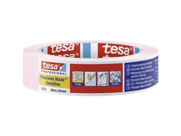 tesa PRECISION SENSITIVE 04333-00018-02 Crepebånd Malertape® Lys rosa (L x B) 50 m x 25 mm 1 stk