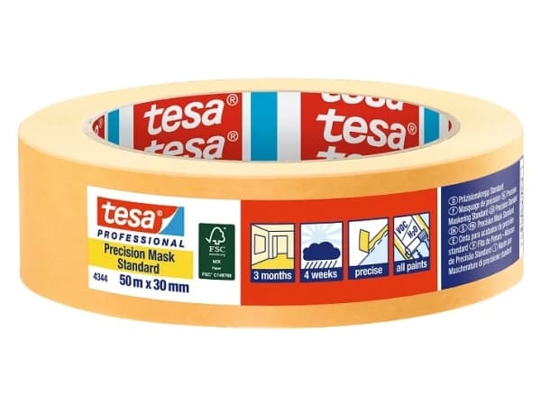 TESA Professional 4344, Allsiding maskeringstejp, papper, Orange, Metall, Plast, Gummi, Trä, Universal, Universal