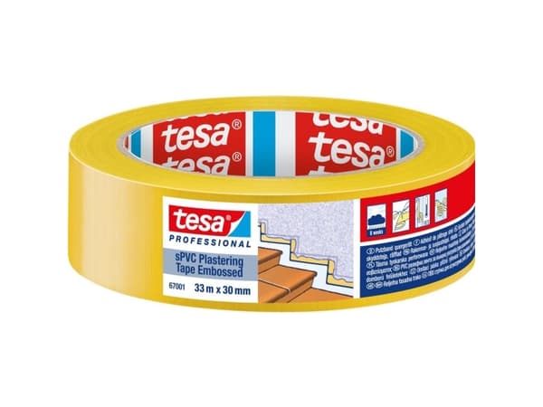 tesa SPVC EMBOSSED 67001-00000-00 Rengøringstape tesa® Professional Gul (L x B) 33 m x 30 mm 1 stk