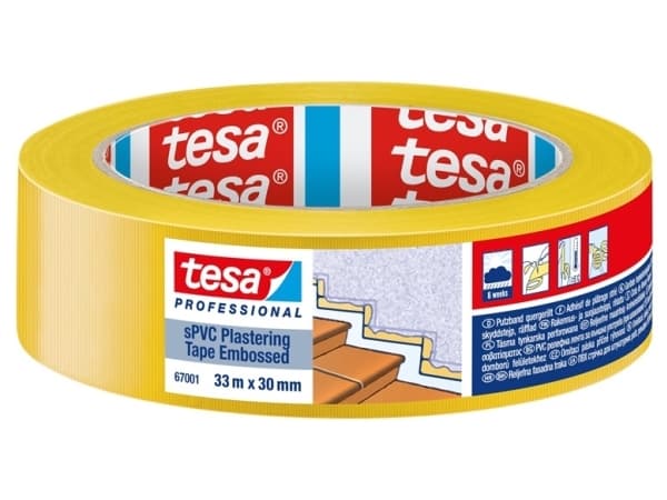 tesa SPVC EMBOSSED 67001-00000-00 Rengøringstape tesa® Professional Gul (L x B) 33 m x 30 mm 1 stk