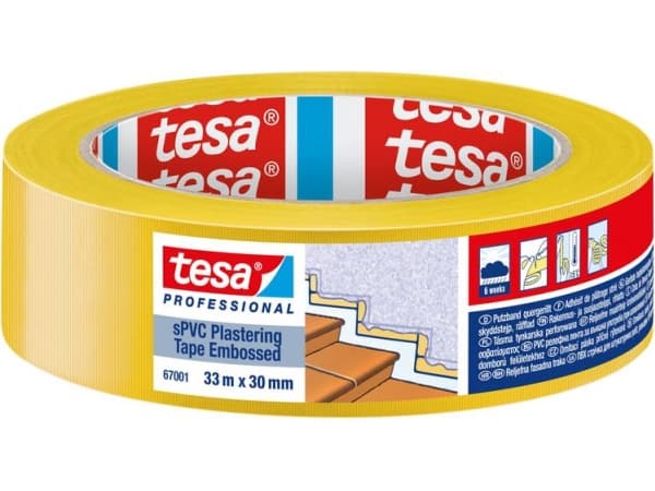 tesa SPVC EMBOSSED 67001-00000-00 Rengøringstape tesa® Professional Gul (L x B) 33 m x 30 mm 1 stk