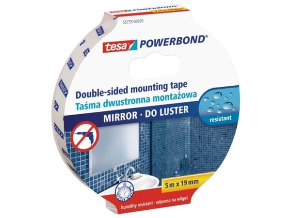 Tesa Double-sided adhesive tape POWERBOND for mirrors 5m 19mm H5573320