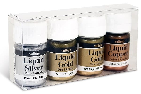 Vallejo 70.199, Kopper, Gull, Sølv, Acryl maling, Væske, 35 ml, 4 stykker