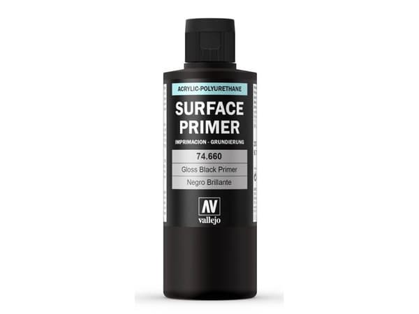 Vallejo 74.660, Primer grundfärg, Metall, Polyvinylklorid (PVC), Trä, Färdigblandad, Svart, Glans, 200 l