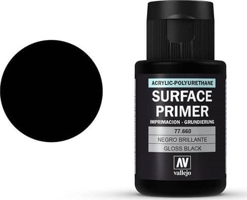 Vallejo 77.660, Primer grundfärg, Metall, Polyvinylklorid (PVC), Trä, Färdigblandad, Svart, Grå, Glans, 0,032 l
