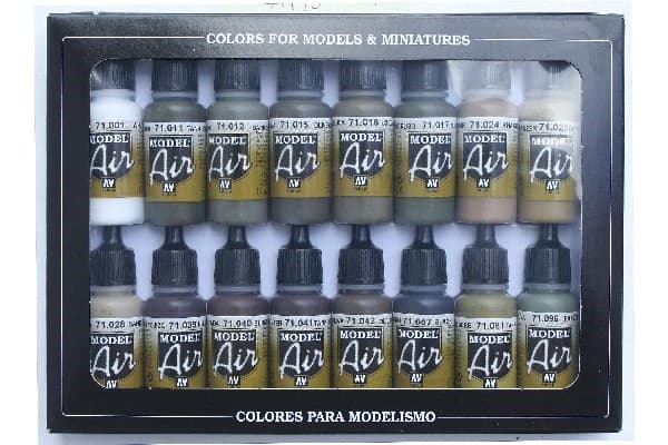 Vallejo 71.190, 17 ml, Svart, Brun, Grön, Grå, Oliv, Röd, Umbra, Vit, Gul, Matt, Flaska