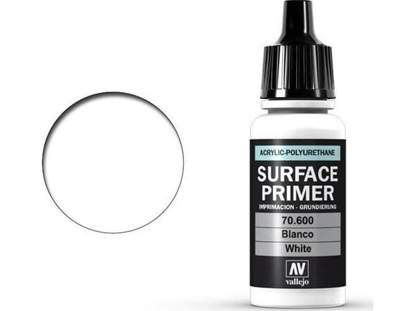 Vallejo 70.600, Primer grundfärg, Metall, Plast, Polyvinylklorid (PVC), Trä, Färdigblandad, Vit, 0,017 l, 1 styck