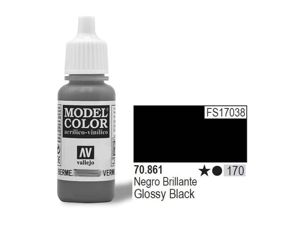 Vallejo 70.861, 17 ml, Svart, Glansigt, Flaska