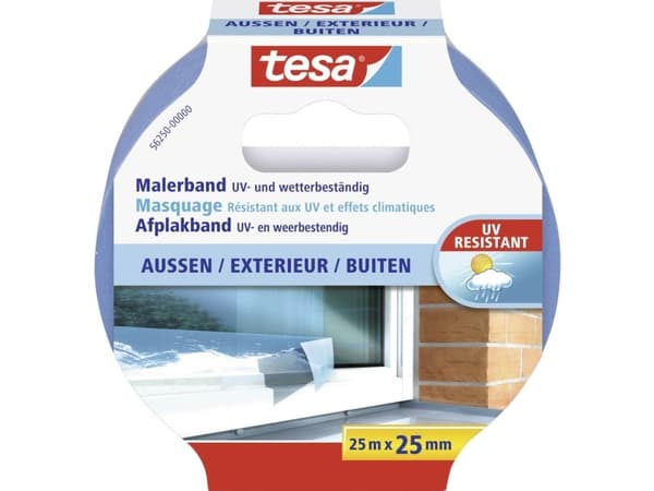 TESA 56250, Maskeringstejp för målning, papper, Blå, Glas, Tuff, Akrylfärg, Alkydfärg, Latexfärg