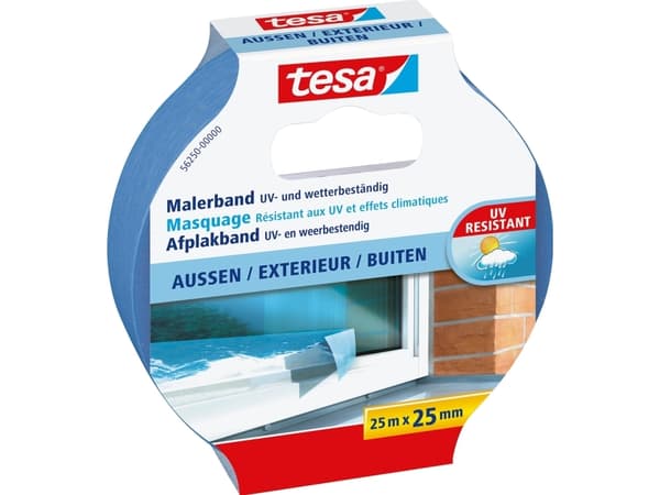 TESA 56250, Maskeringstejp för målning, papper, Blå, Glas, Tuff, Akrylfärg, Alkydfärg, Latexfärg