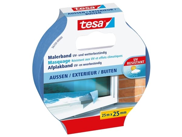 TESA 56250, Maskeringstejp för målning, papper, Blå, Glas, Tuff, Akrylfärg, Alkydfärg, Latexfärg