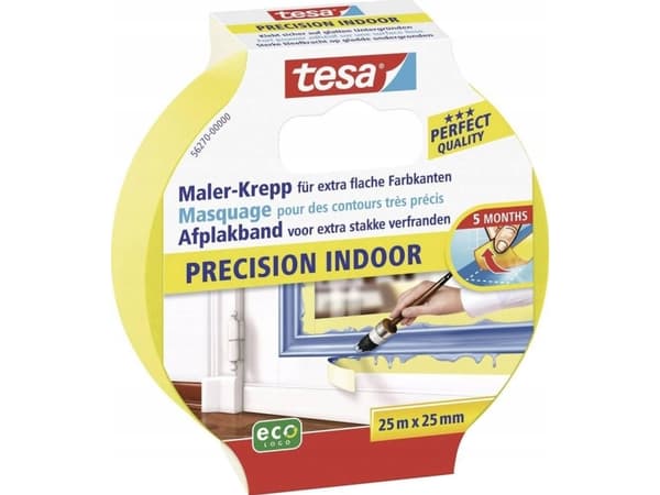 TESA 56270, maskeringstape, papir, gul, glatt, 150 dager, 25 m