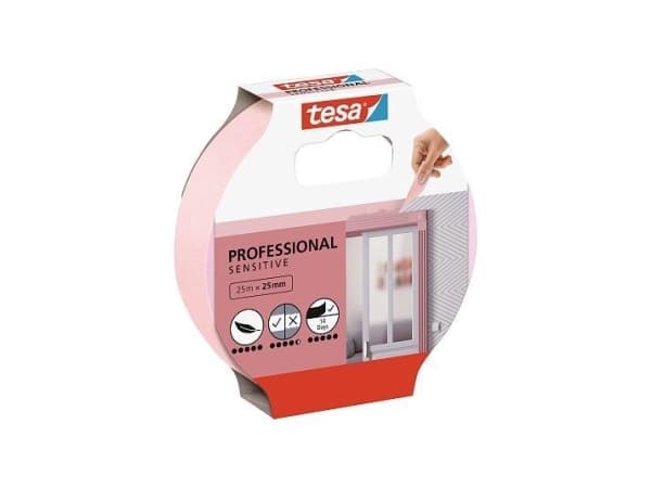 TESA 56260, Maskeringstejp för målning, papper, Rosa, Slät, Akrylfärg, Alkydfärg, Latexfärg, 7 dagar
