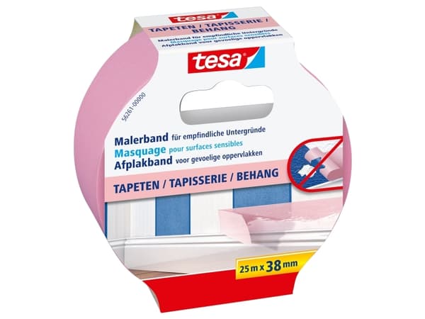TESA 56261, For malere, Papir, Rosa, Acryl maling, Alkydmaling, Lateksmaling, 7 dager, 25 m