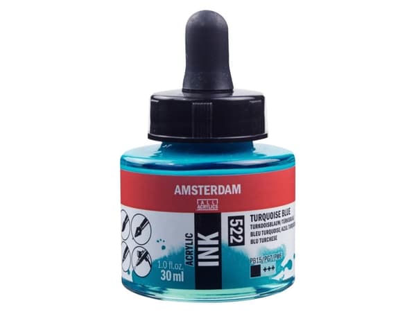 Artequipment Amsterdam akryl blekkflaske turkisblå 522