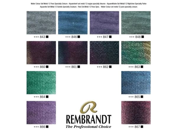 Rembrandt Watercolour metal tin set Specialty Colour Selection | 12 pans + brush