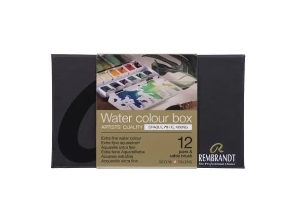 Rembrandt Watercolour metal tin set Opaque White Mixing Colour Selection | 12 pans + brush
