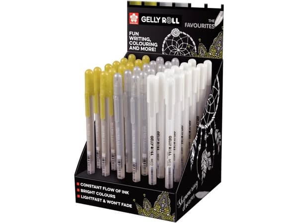 Sakura Gelly Roll Gold/Silver/White display | 36 pieces