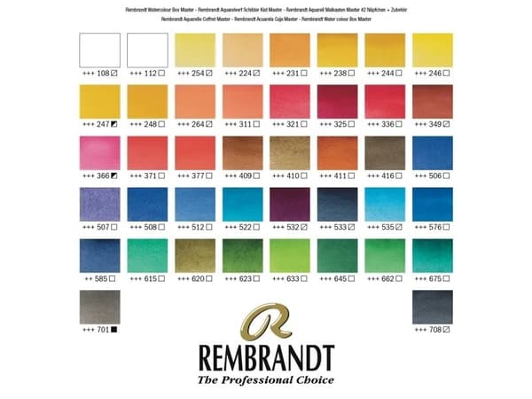 Rembrandt Watercolour wooden box set Master | 42 pans + accessories