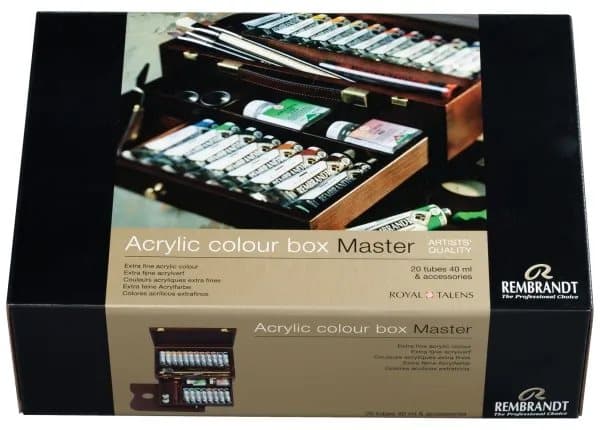 Rembrandt Acrylic colour wooden box set Master | 20 x + accessories