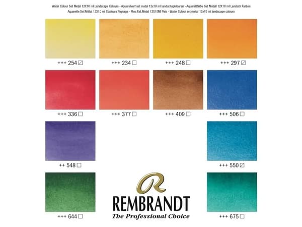 Rembrandt Watercolour metal tin set Landscape Colour Selection | 12 x tubes